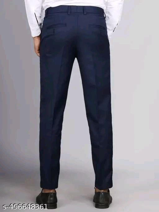 LMT Men’s Nevyblue Regular Fit Cotton Blend Formal Trousers