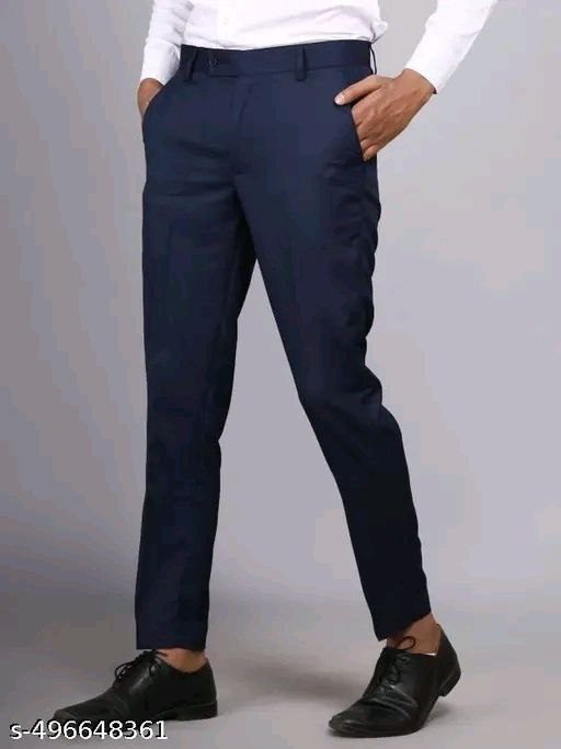 LMT Men’s Nevyblue Regular Fit Cotton Blend Formal Trousers