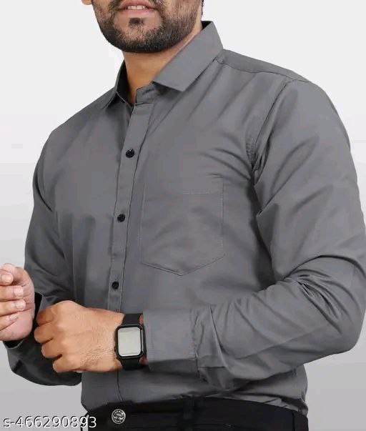 LMT Men’s dark grey  Regular Fit Cotton Blend Formal shirts